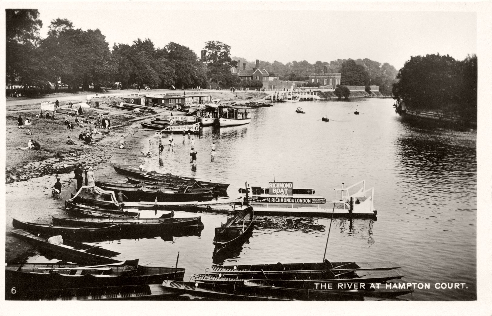 Hampton Court,river view,children paddling